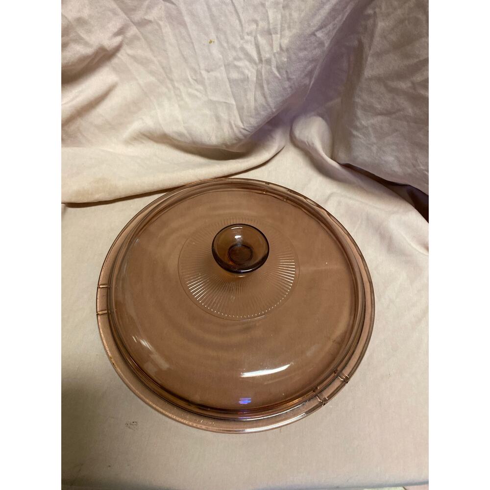 Pyrex Vision Lid Cranberry Replacement Glass Cookware Pan Cover Marked V12C Vtg